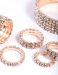 Rose Gold Diamante Cupchain Bracelet & Ring - link has visual effect only