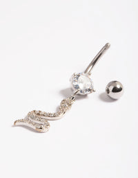 Surgical Steel Crystal Snake Drop Belly Ring - link has visual effect only