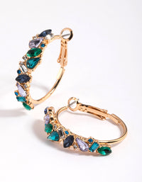 Gold Mini Cluster Diamante Hoop Earrings - link has visual effect only