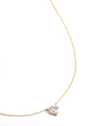 Waterproof Gold Plated Stainless Steel Cubic Zirconia Heart Necklace - link has visual effect only