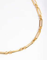 Waterproof Gold Plated Stainless Steel Open Oval Link Necklace - link has visual effect only