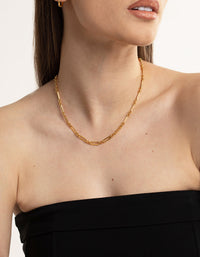 Waterproof Gold Plated Stainless Steel Open Oval Link Necklace - link has visual effect only