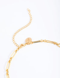 Waterproof Gold Plated Stainless Steel Open Oval Link Necklace - link has visual effect only