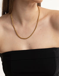 Gold Plated Stainless Steel Thick Twist Chain Necklace - link has visual effect only