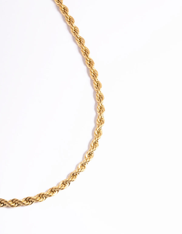 Gold Plated Stainless Steel Thick Twist Chain Necklace