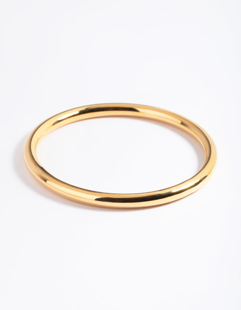 Gold Plated Stainless Steel Statement Round Bangle - Lovisa