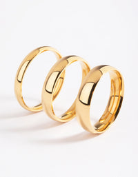 Gold Plated Stainless Steel Plain Band Ring Pack - link has visual effect only