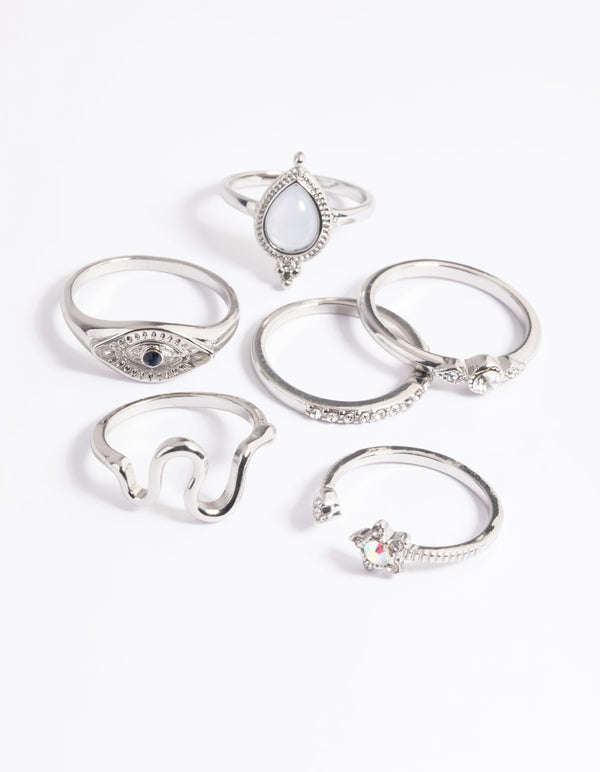 Silver Celestial Eye Ring Pack