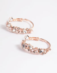 Rose Gold Mini Cluster Diamante Hoop Earrings - link has visual effect only