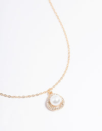 Gold Pearl & Diamante Drop Necklace - link has visual effect only