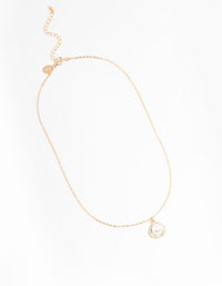 Gold Pearl & Diamante Drop Necklace - link has visual effect only