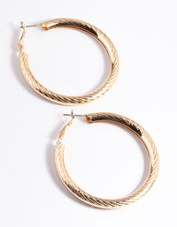 Gold Line Textured Hoop Earrings - link has visual effect only