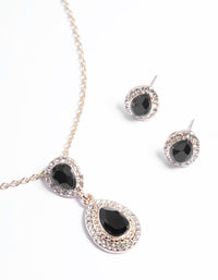 Gold Pear Surrounded Necklace & Earrings Set - link has visual effect only