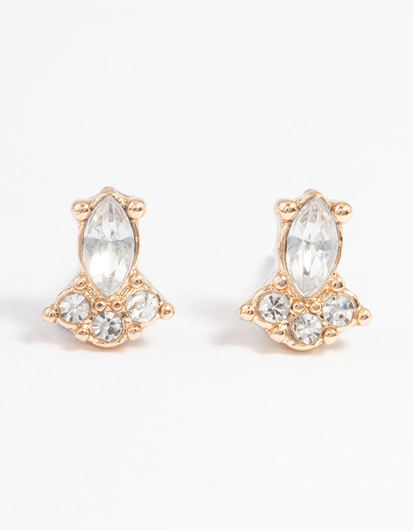 Gold Mini Stone Set Stud Earrings