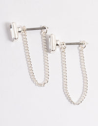 Silver Emerald Chain Front & Back Earrings - link has visual effect only