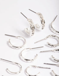 Silver Mixed Diamante Hoop Earrings 8-Pack - link has visual effect only