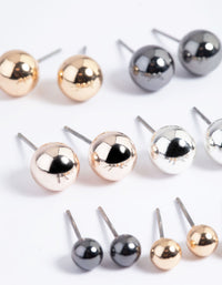 Mixed Metal Basic Ball Stud Earrings 8-Pack - link has visual effect only