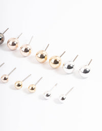 Mixed Metal Basic Ball Stud Earrings 8-Pack - link has visual effect only