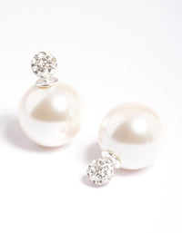 Sterling Silver Pearl Sandwich Stud Earrings - link has visual effect only