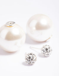 Sterling Silver Pearl Sandwich Stud Earrings - link has visual effect only