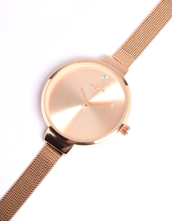 Rose Gold Mesh Watch