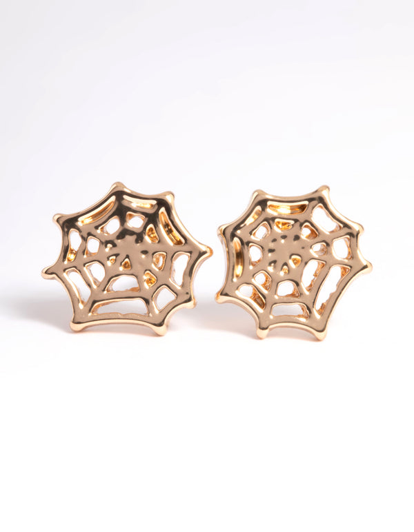 Gold Spiderweb Stud Earrings