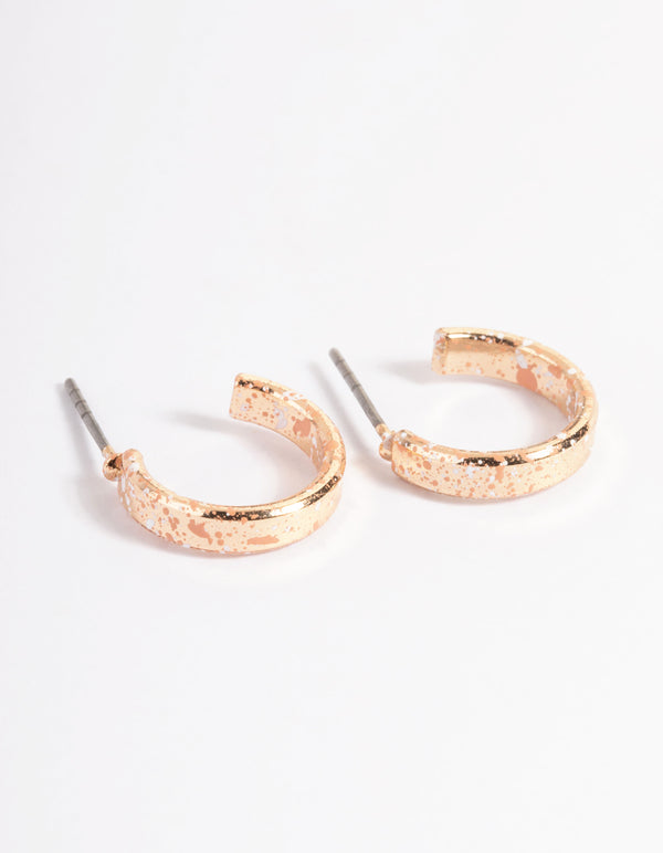 Gold Splatter Huggie Earrings