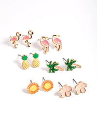 Kids Gold Tropicana Stud Earrings 6-Pack - link has visual effect only