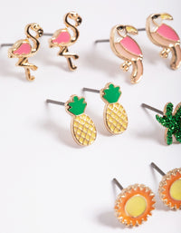 Kids Gold Tropicana Stud Earrings 6-Pack - link has visual effect only