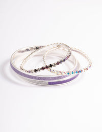 Kids Purple Diamante Glitter Bracelet 4-Pack - link has visual effect only