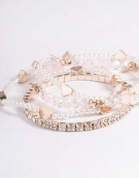 Kids Rose Gold Heart Diamante Stretch Bracelet 4-Pack - link has visual effect only