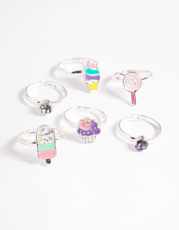 Kids Silver Ice Cream Dream Ring 6-Pack