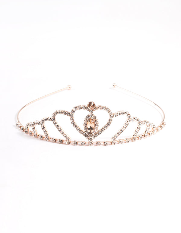 Kids Rose Gold Heart Tiara Headband