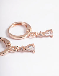 Rose Gold Plated Brass Crystal Pear Huggie Earrings 6-Pack - link has visual effect only