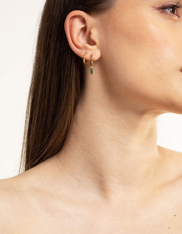 Gold Plated Emerald Huggie Earrings 6 Pack Lovisa