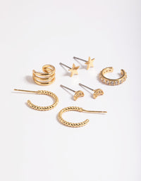 Gold Plated Star & Moon Stud Earring 8-Pack - link has visual effect only