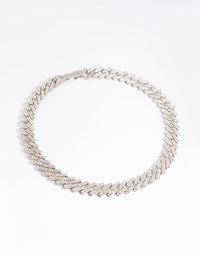 Rhodium Diamante Miami Chain Necklace - link has visual effect only