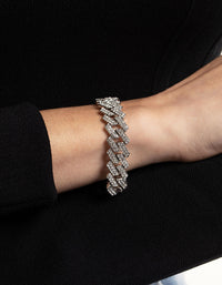 Silver Diamante Miami Chain Bracelet - link has visual effect only