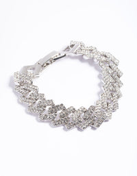 Silver Diamante Miami Chain Bracelet - link has visual effect only