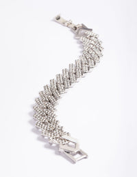 Silver Diamante Miami Chain Bracelet - link has visual effect only