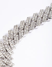 Silver Diamante Miami Chain Bracelet - link has visual effect only