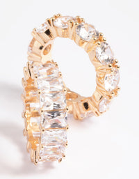 Gold Cubic Zirconia Statement Double Stack Ring - link has visual effect only