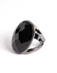 Gun Metal Facet Statement Oval Ring - link has visual effect only