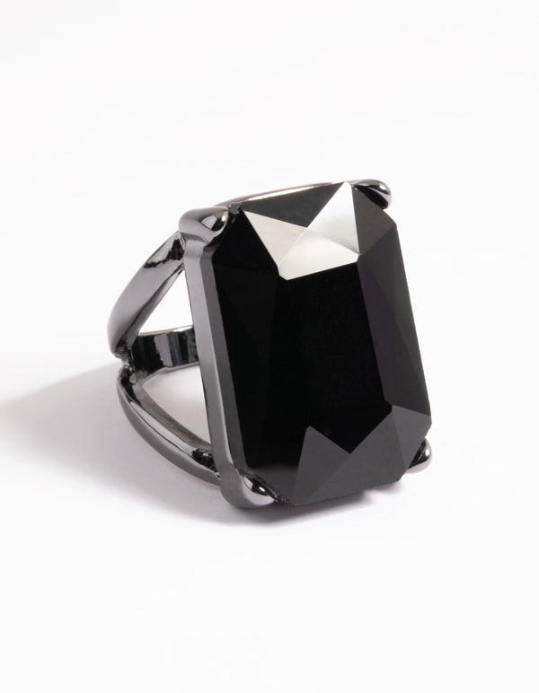 Gunmetal Statement Emerald Cut Ring