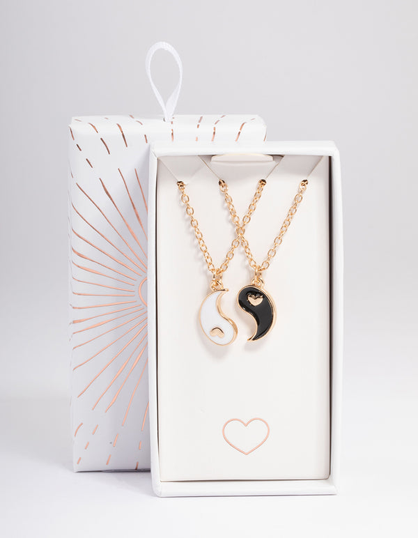 Gold Heart Yin & Yang Necklace Pack