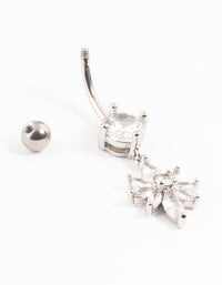 Titanium Cubic Zirconia Eight Petal Flower Belly Ring - link has visual effect only