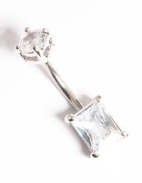 Titanium Cubic Zirconia Rectangle Belly Ring - link has visual effect only