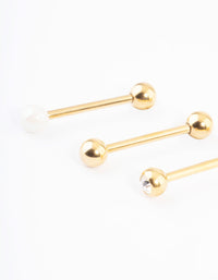 Gold Plated Opal Ball Tongue Piercing Pack - link has visual effect only