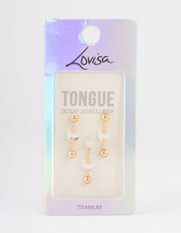 Gold Plated Opal Ball Tongue Piercing Pack - link has visual effect only