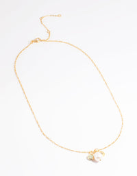 Gold Plated Coin & Freshwater Pearl Charm Necklace - link has visual effect only